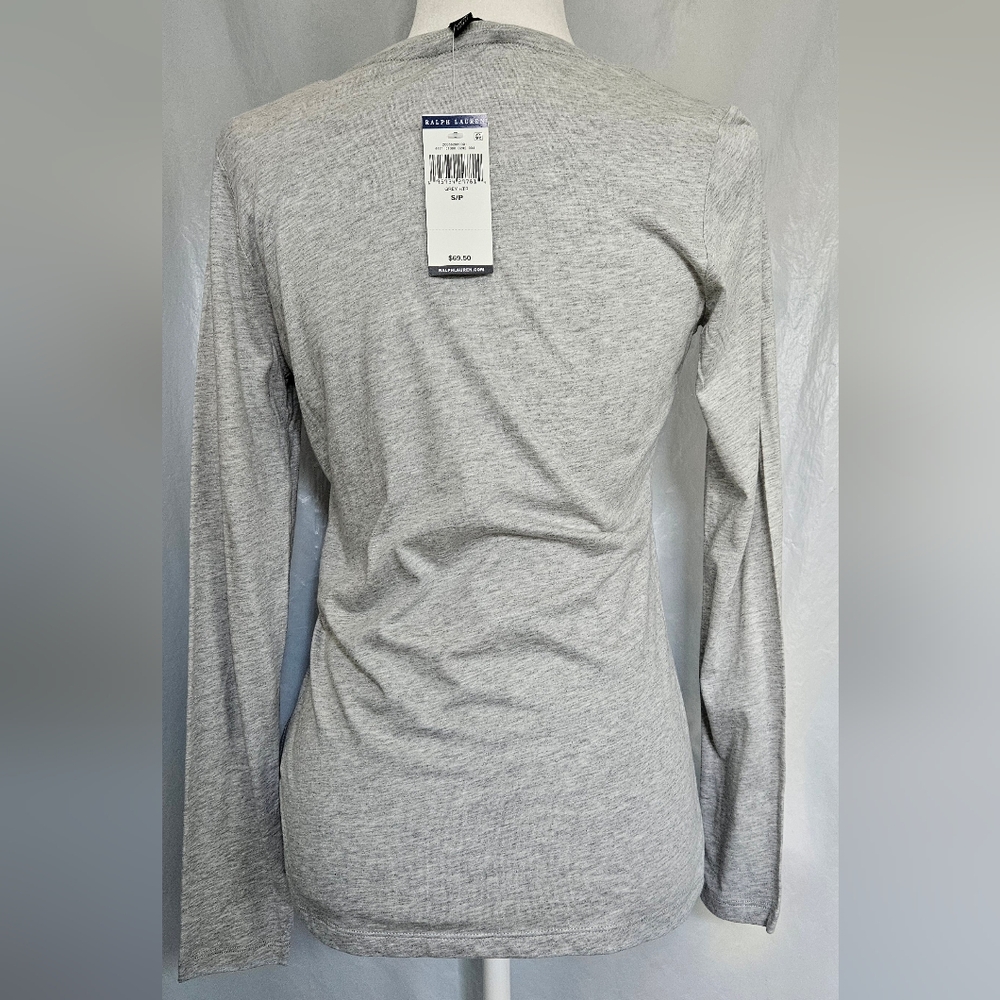 Laure Ralph Lauren Gray Sequin Long Sleeve Tee NWT - Picture 7 of 9